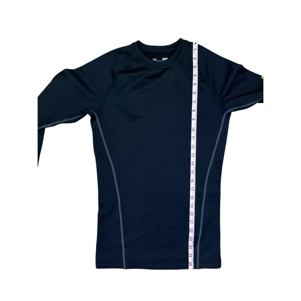 Under Armour Base Layer 3.0 Shirt Mens SMALL Black Coldgear Fitted Waffle‎ Grid